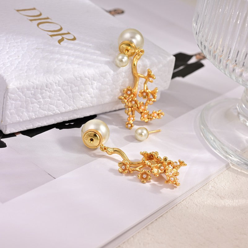 18K Dior Tribales Tree Clip Earrings