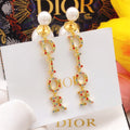 18K Dior Color Crystal Script Earrings
