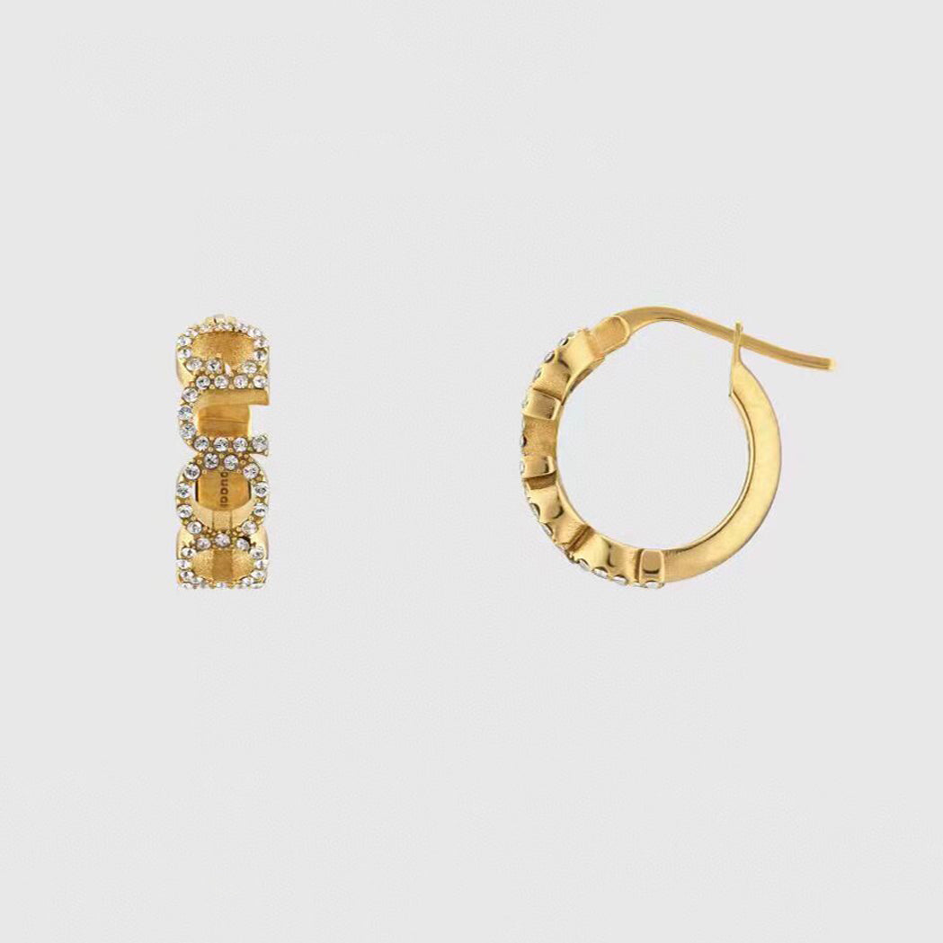 18K Double Gucci Embellished Script Letter Earrings