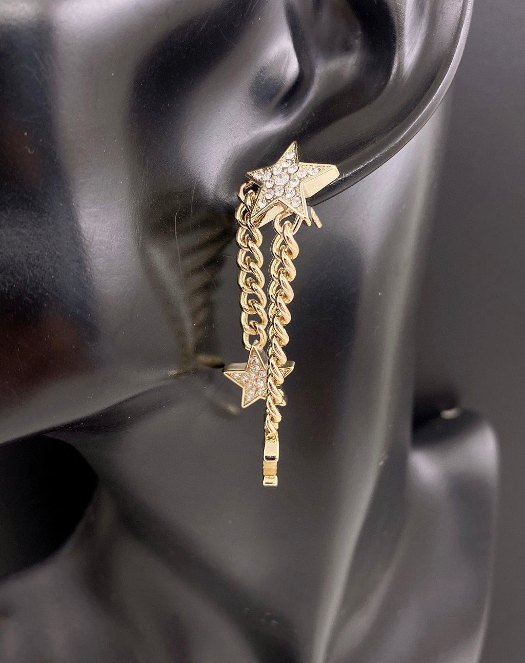 18K  Chanel Star Diamonds Long Earrings