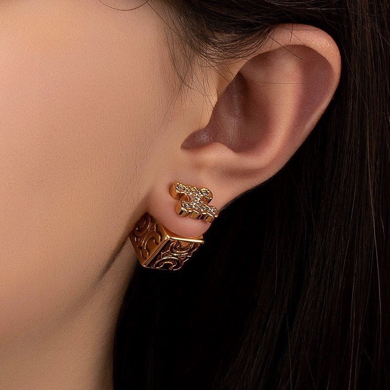 18K Celine Dice Pendant Earrings