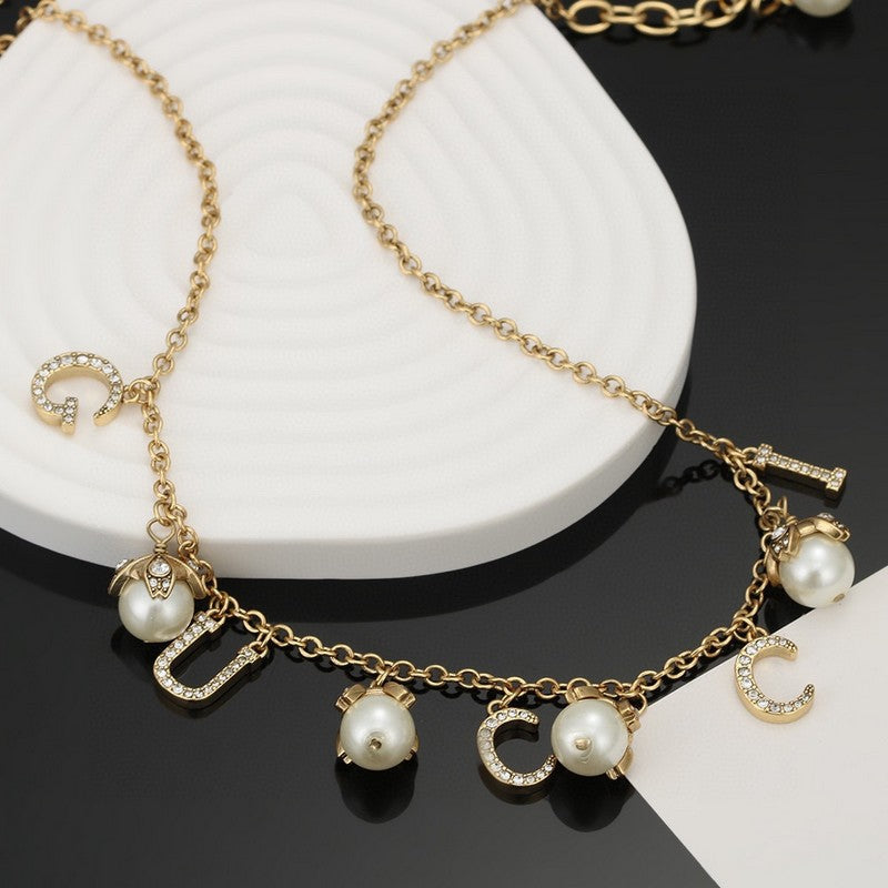 18K Double Gucci Pearl Necklace