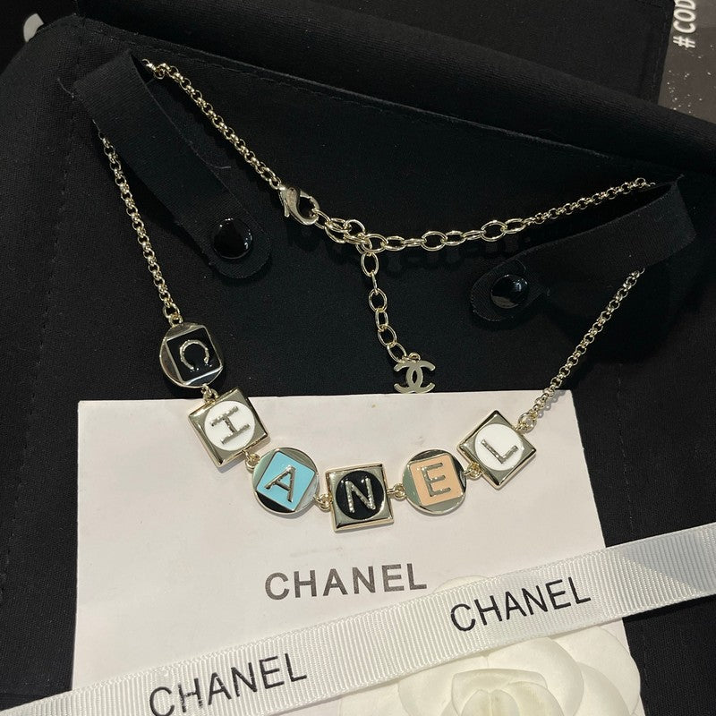 18K  Chanel Color Logo Choker Necklace