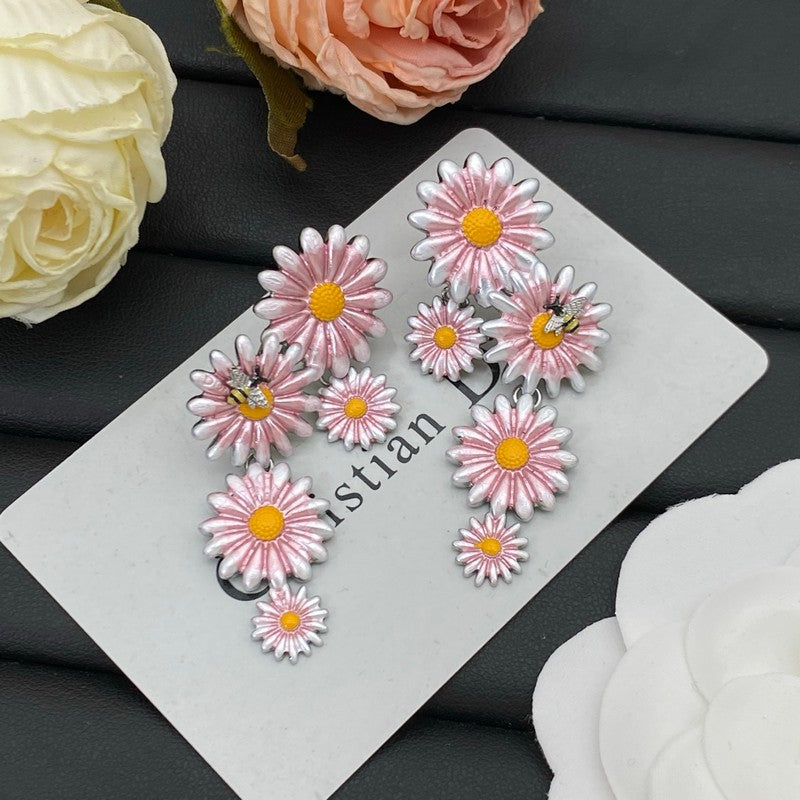 18K Dior Pink Flower Earrings