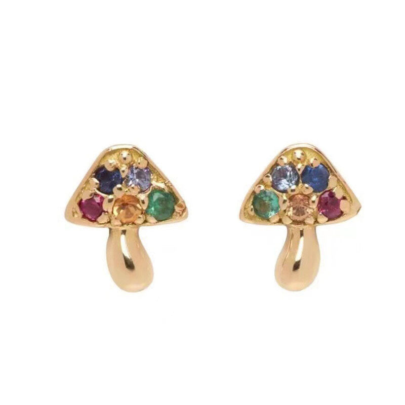 18K Celine Colorful Mushroom Earrings