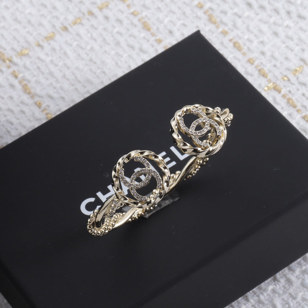 18K Double  Chanel Open Bracelet