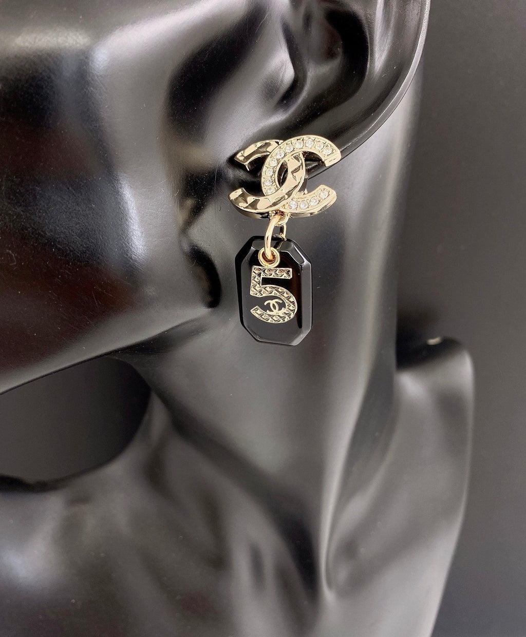 18K  Chanel No.5 Perfume Bottle Earrings