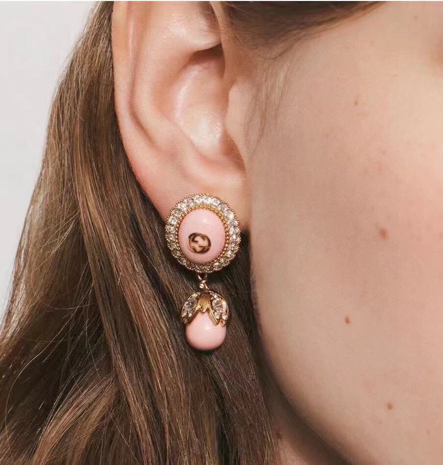 18K Double Gucci Pearl Earrings