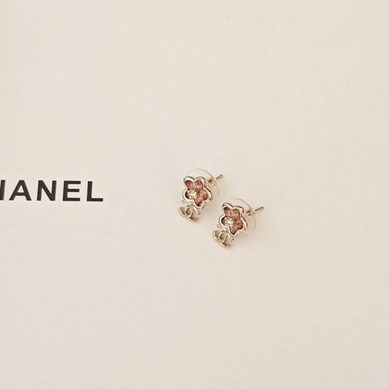18K  Chanel Pink Crystal Earrings