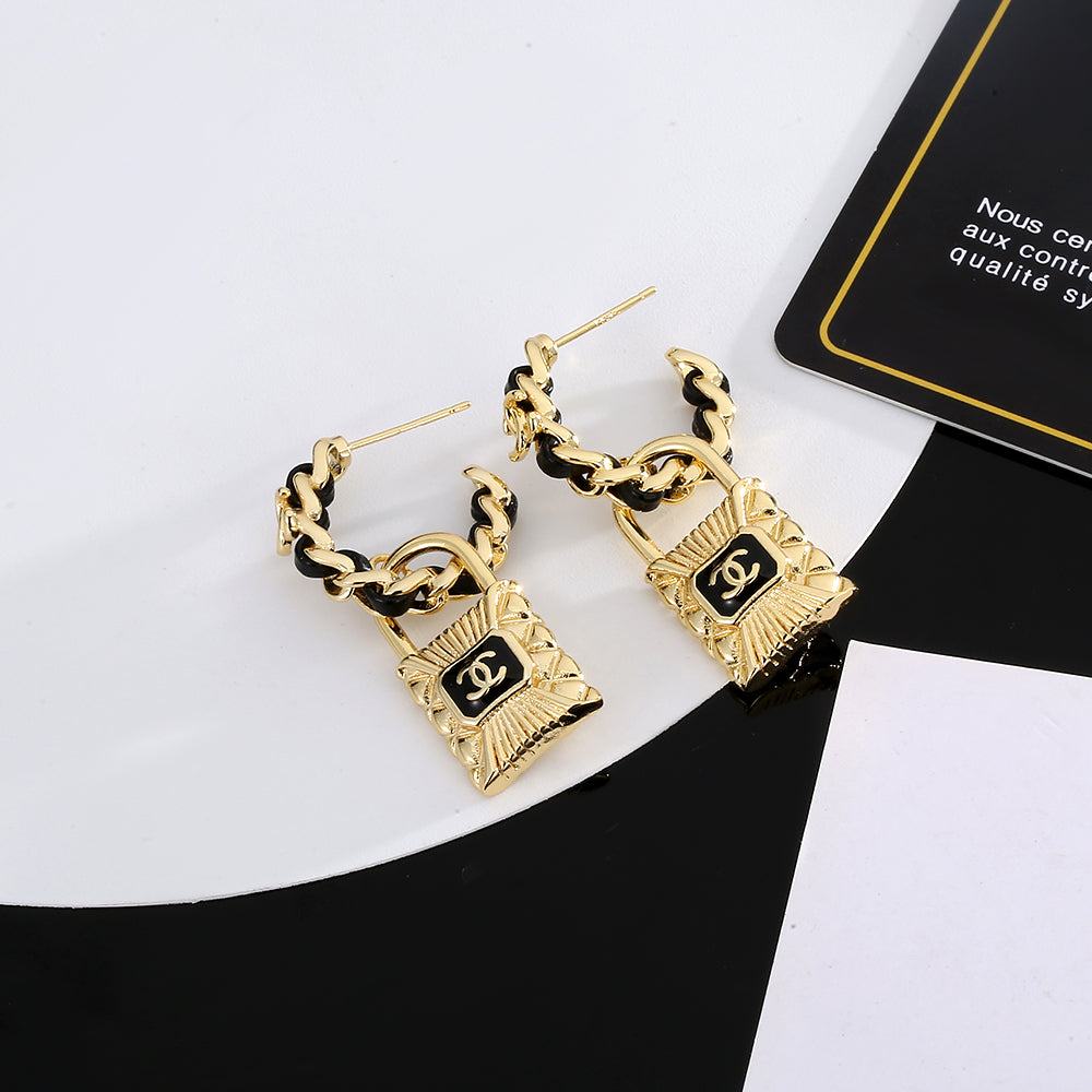 18K  Chanel Lock Earrings