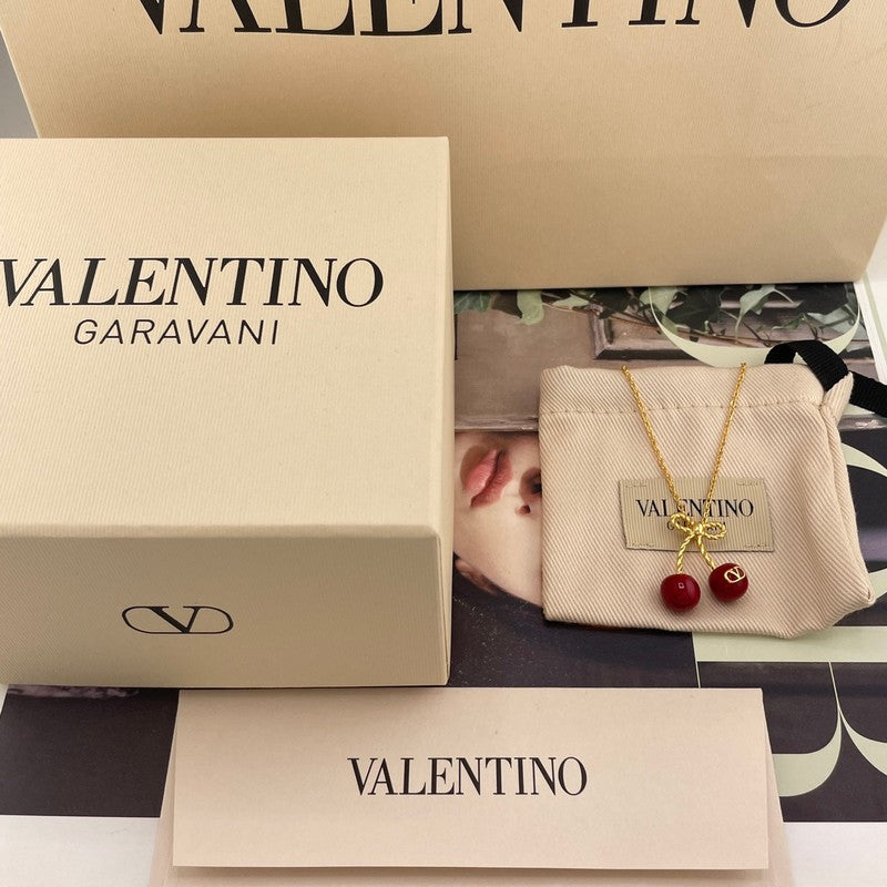 18K VLogo Red Cherry Gold Necklace