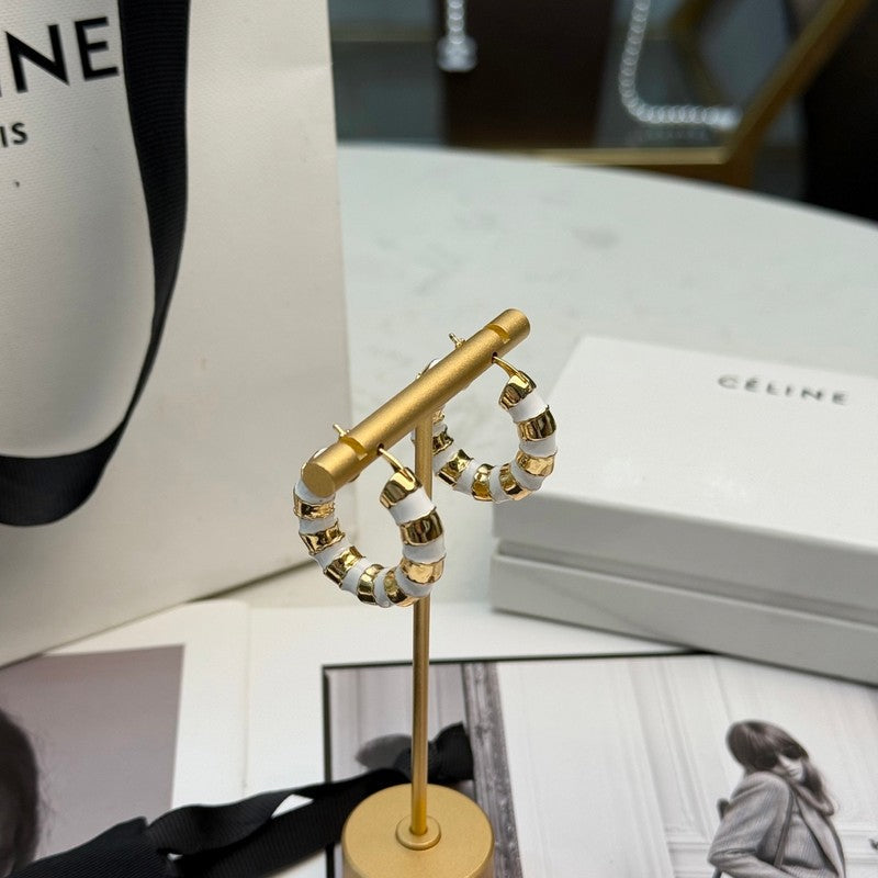 18K Celine Pearl Round Gold Earrings