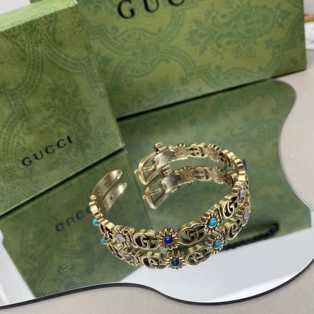 18K Double Gucci Flowers Bracelet