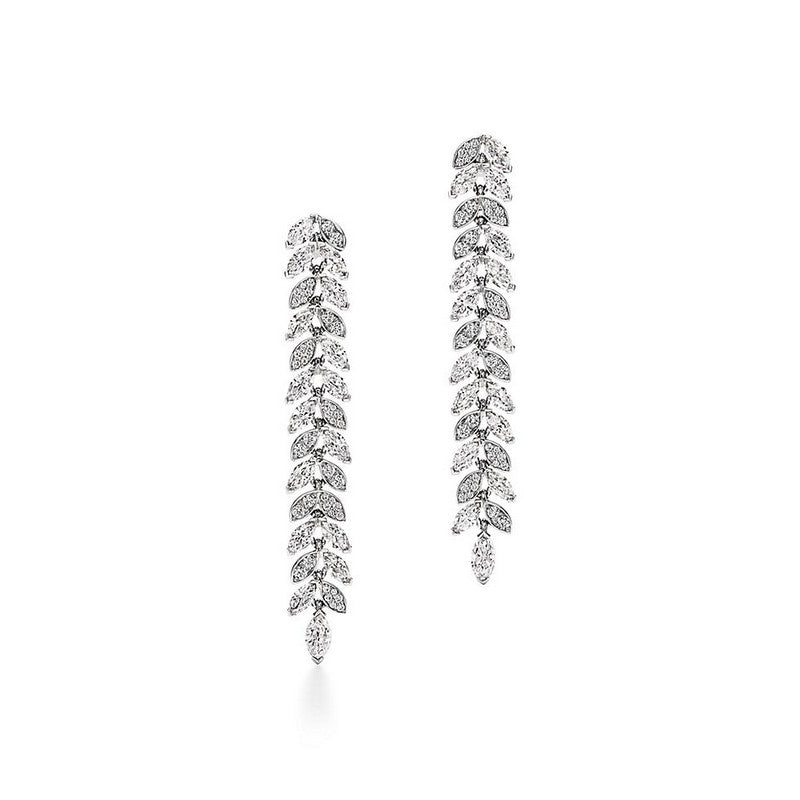 18K Tiffany Victoria Diamond Vine Drop Earrings