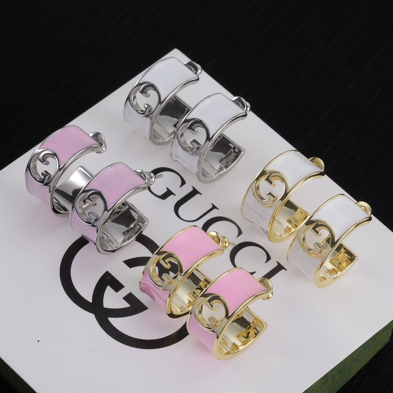 18K Double Gucci Color Enamel Earrings
