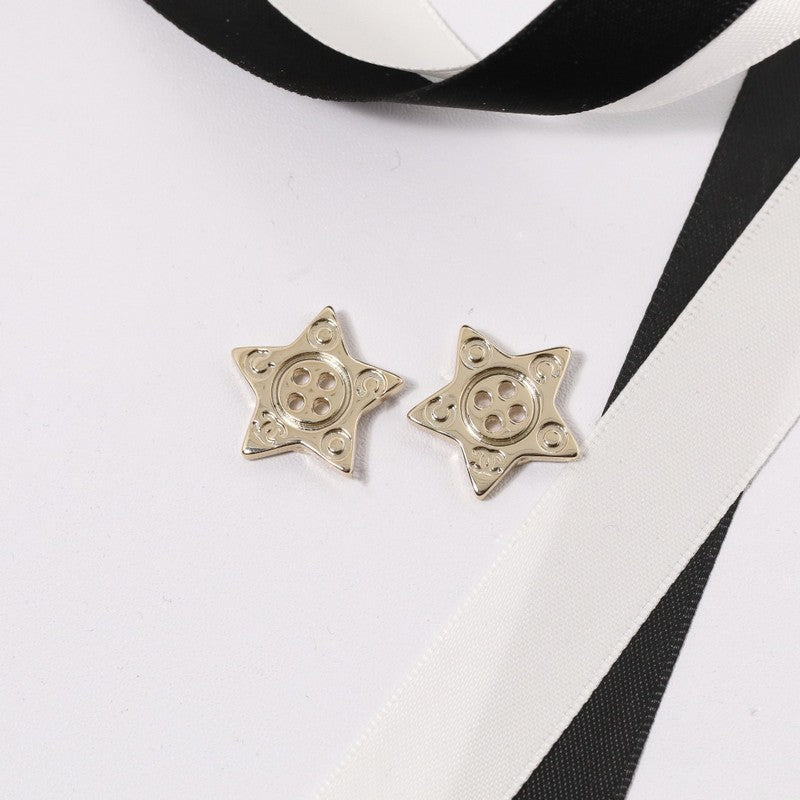 18K  Chanel Star Gold Earrings