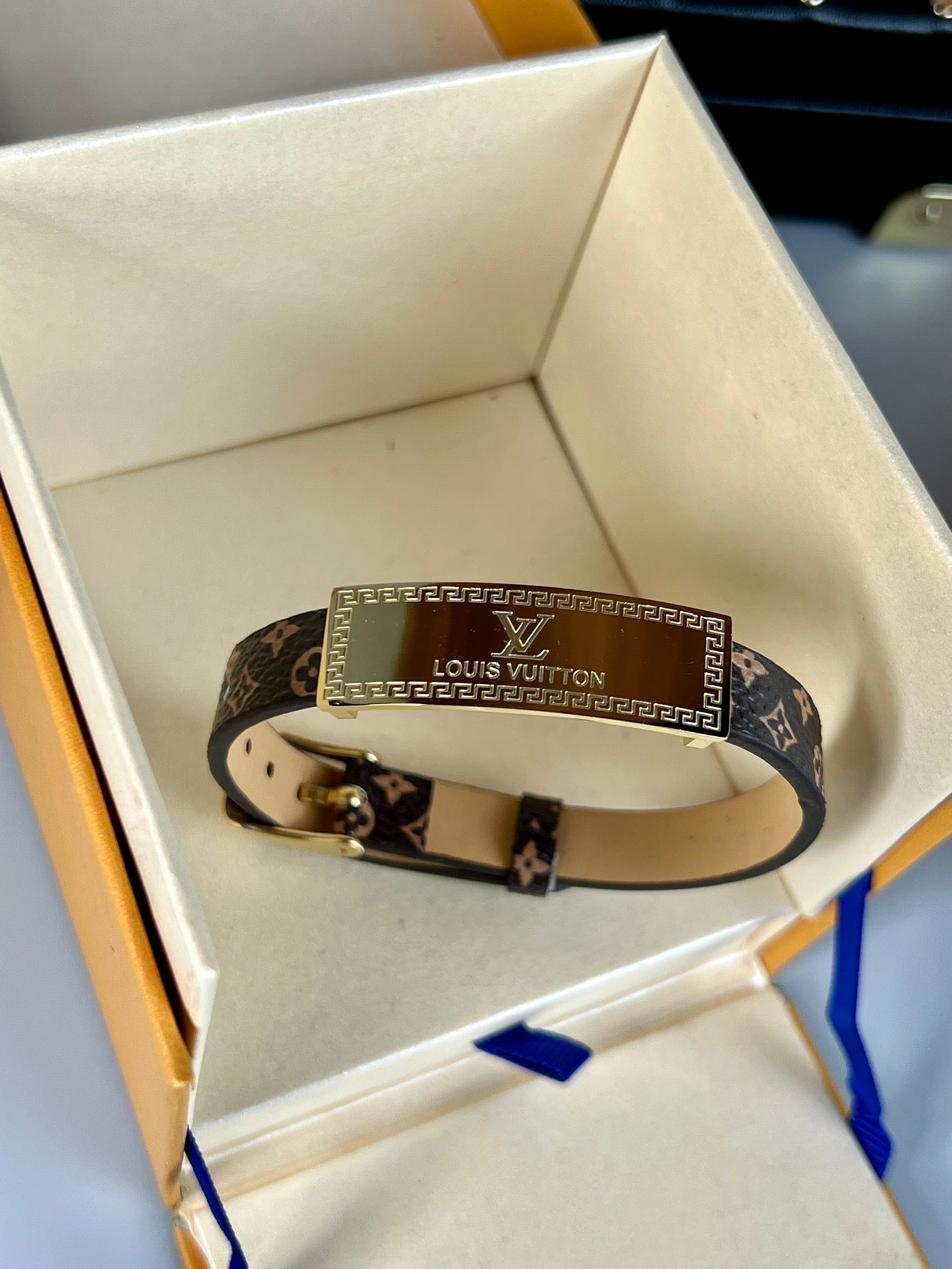 18K Louis Vuitton Leather Bracelet