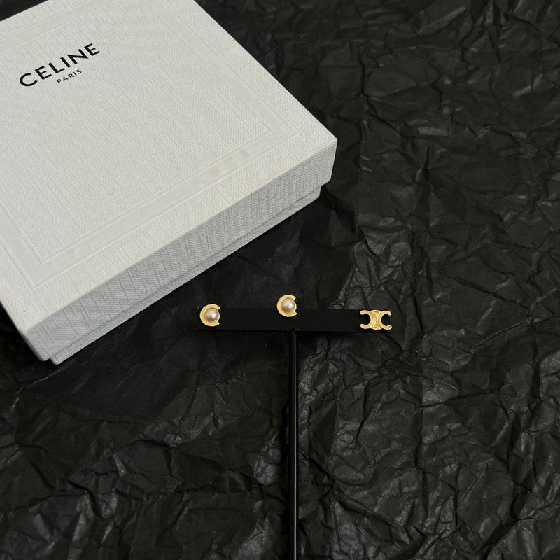 18K Celine Pearl Gold Earrings