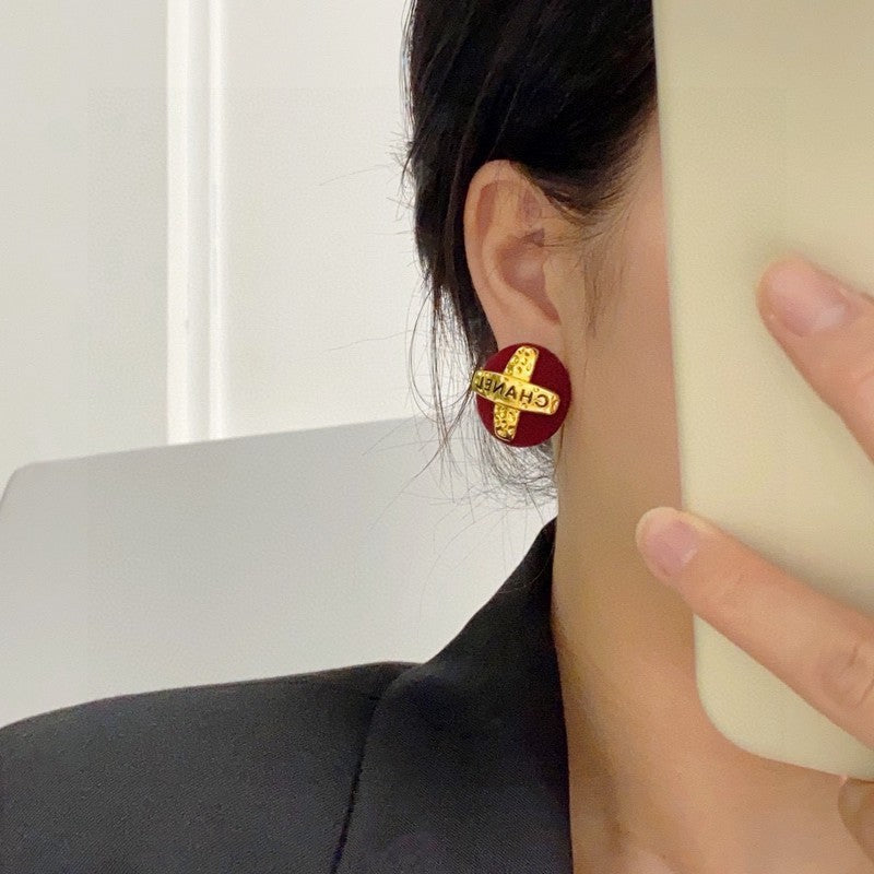 18K  Chanel Red Yellow Gold Earrings