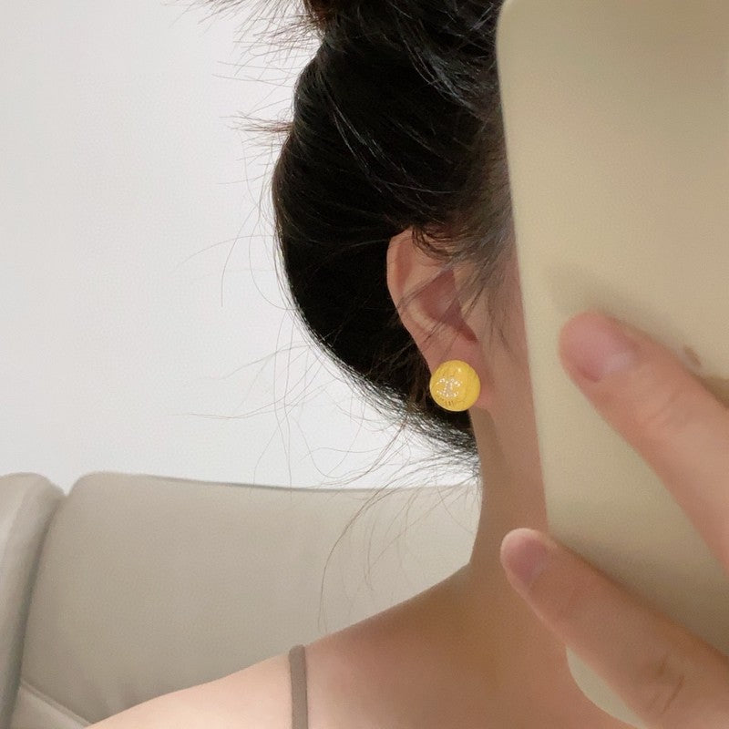 18K  Chanel Yellow Round Earrings