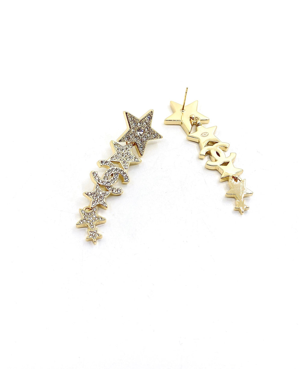 18K  Chanel Star Diamonds Long Earrings