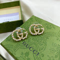 18K Double Gucci Pearls Earrings