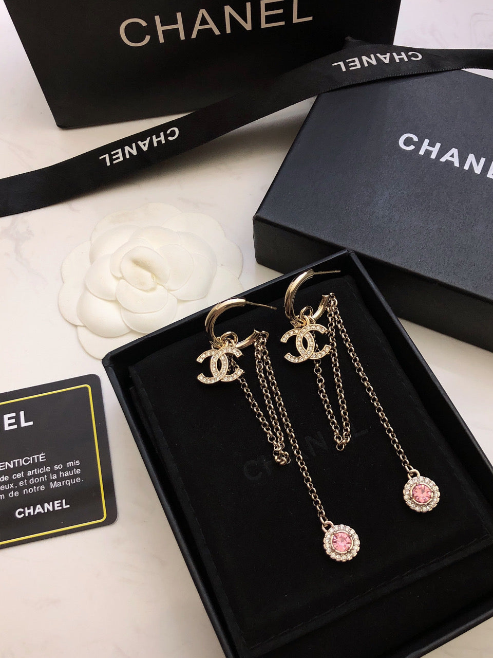 18K  Chanel Tassel Crystals Earrings