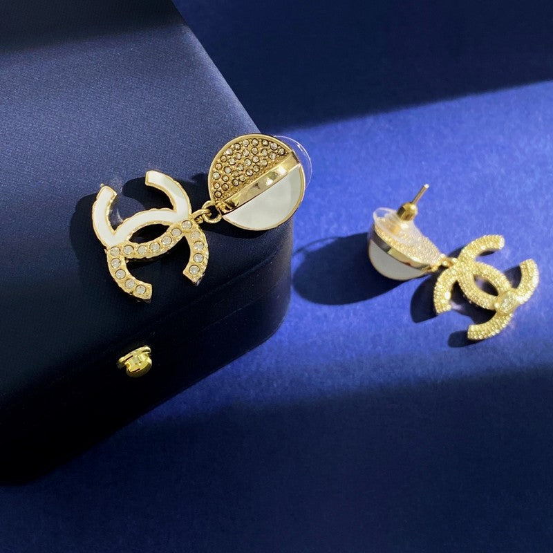 18K  Chanel Half Diamond Earrings