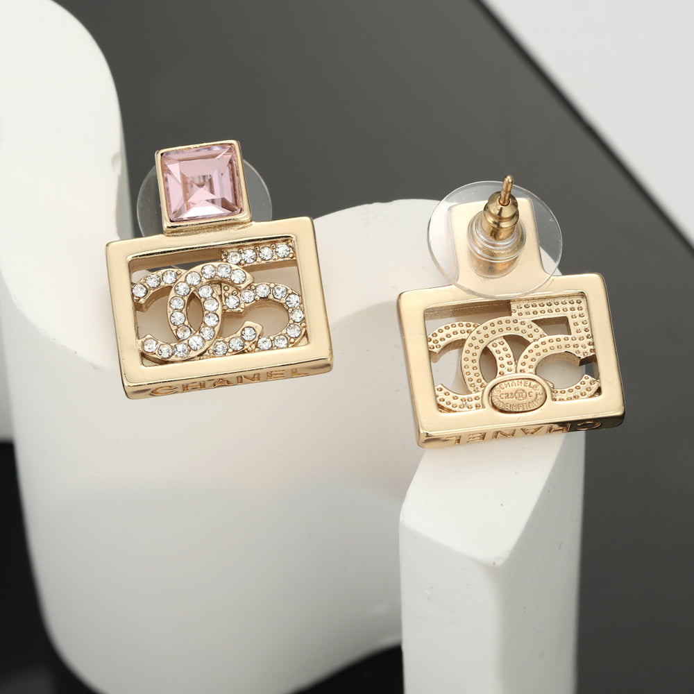 18K  Chanel Square Diamond Earrings