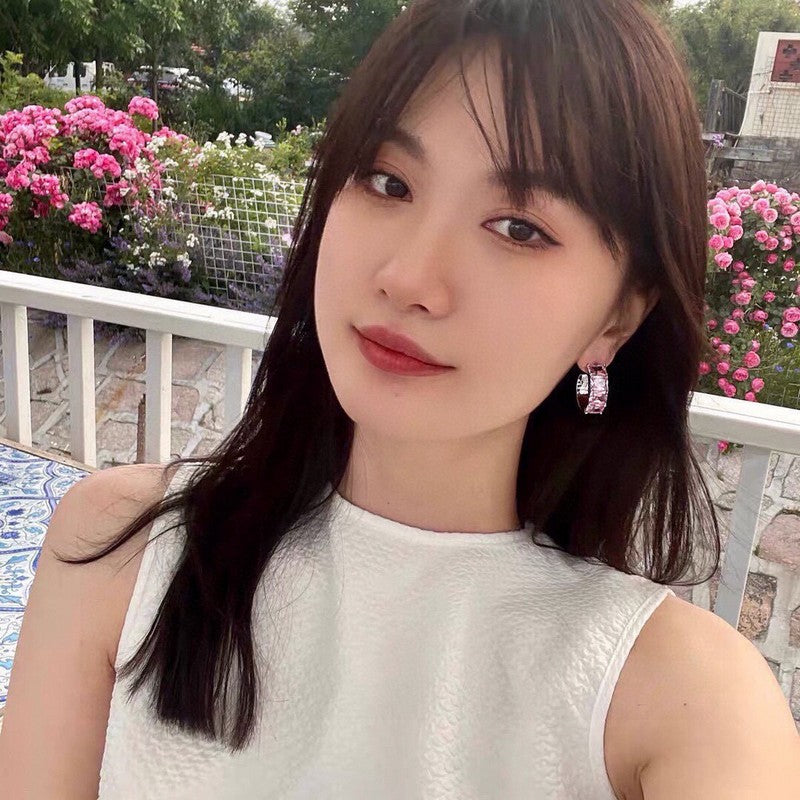 18K Celine Pink Crystal Earrings