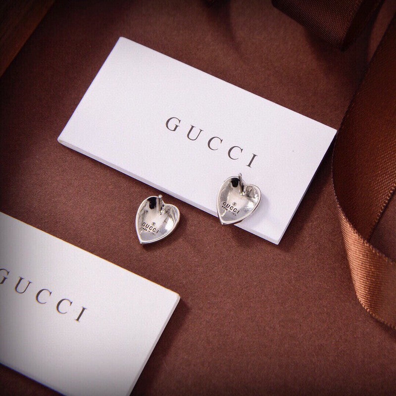 18K Double Gucci Blue Heart Earrings