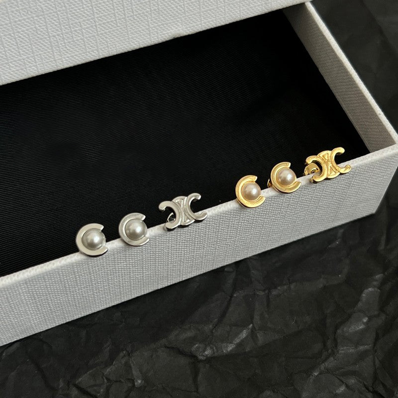 18K Celine Pearl Gold Earrings
