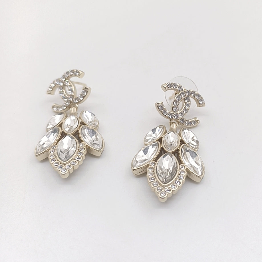 18K  Chanel Crystals Pendant Earrings