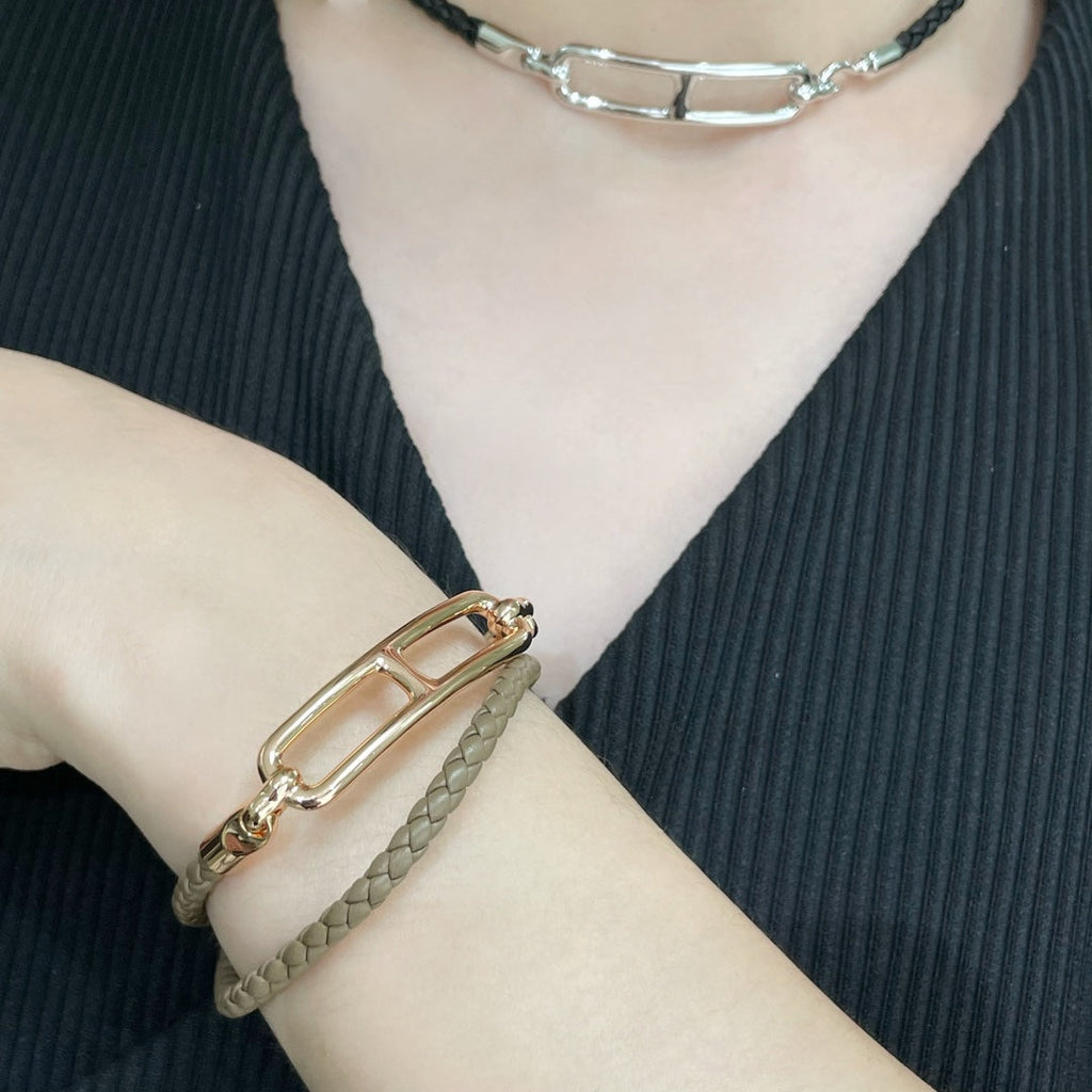 18K Roulis Double Tour Grey Hermes Bracelet