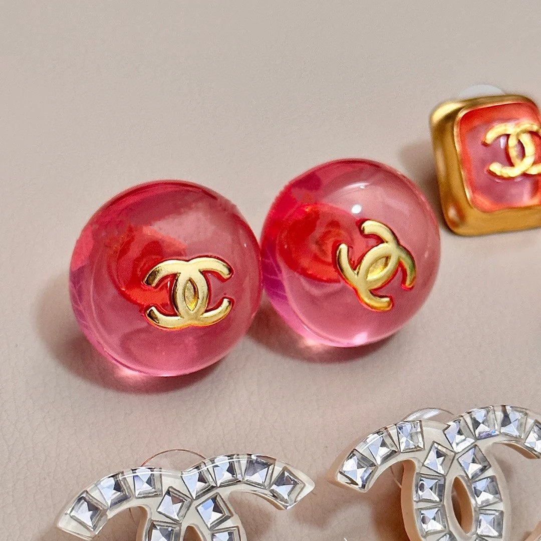 18K  Chanel Pink Crystal Earrings