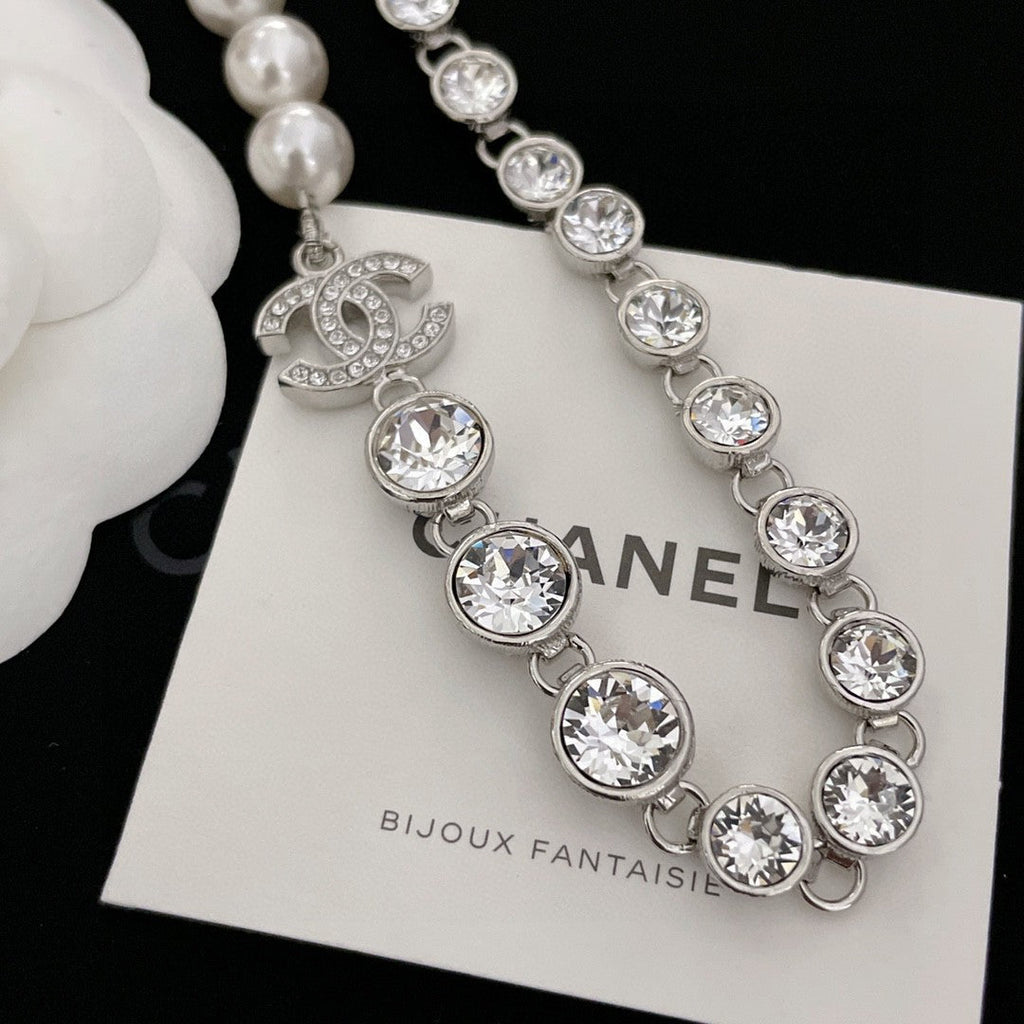 18K  Chanel Pearls Crystals Necklace