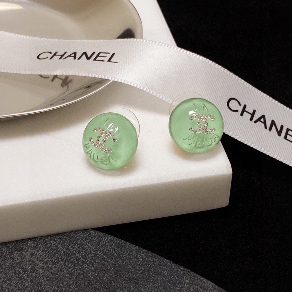 18K  Chanel Green Earrings