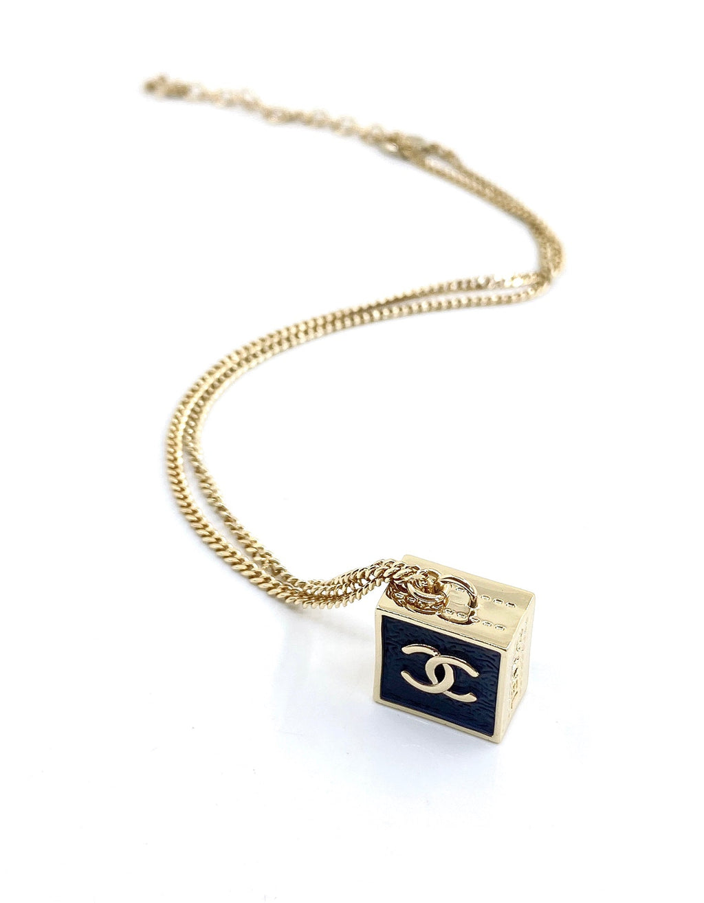 18K  Chanel Square Pendant Necklace