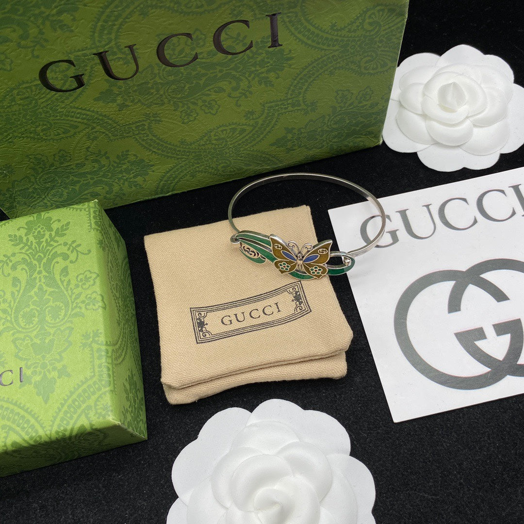 Double Gucci Interlocking Gucci & Butterfly Bracelet