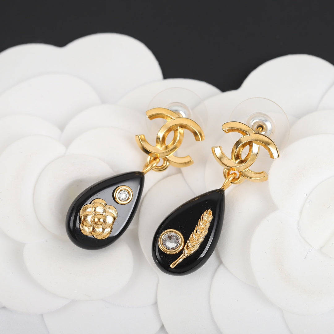 18K  Chanel Camellia Pendant Earrings