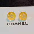 18K  Chanel Yellow Round Earrings