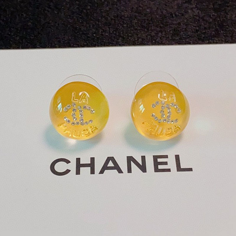 18K  Chanel Yellow Round Earrings