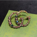 18K Double Gucci Color Crystal Brooch