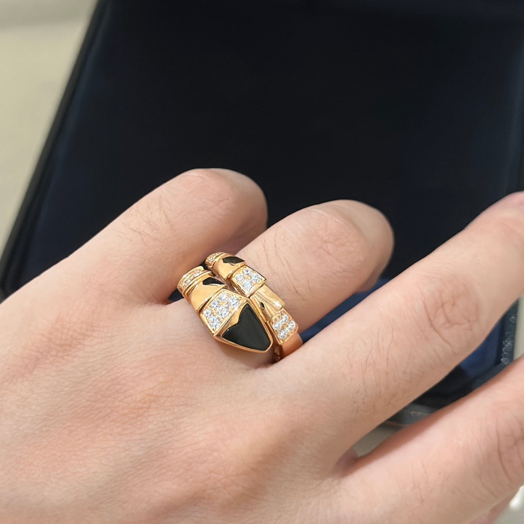 18K BVLGARI Serpenti Viper Black Ring