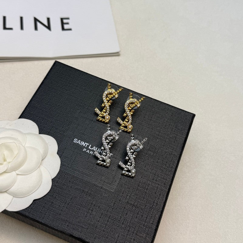 18K YSL Gold Diamond Earrings
