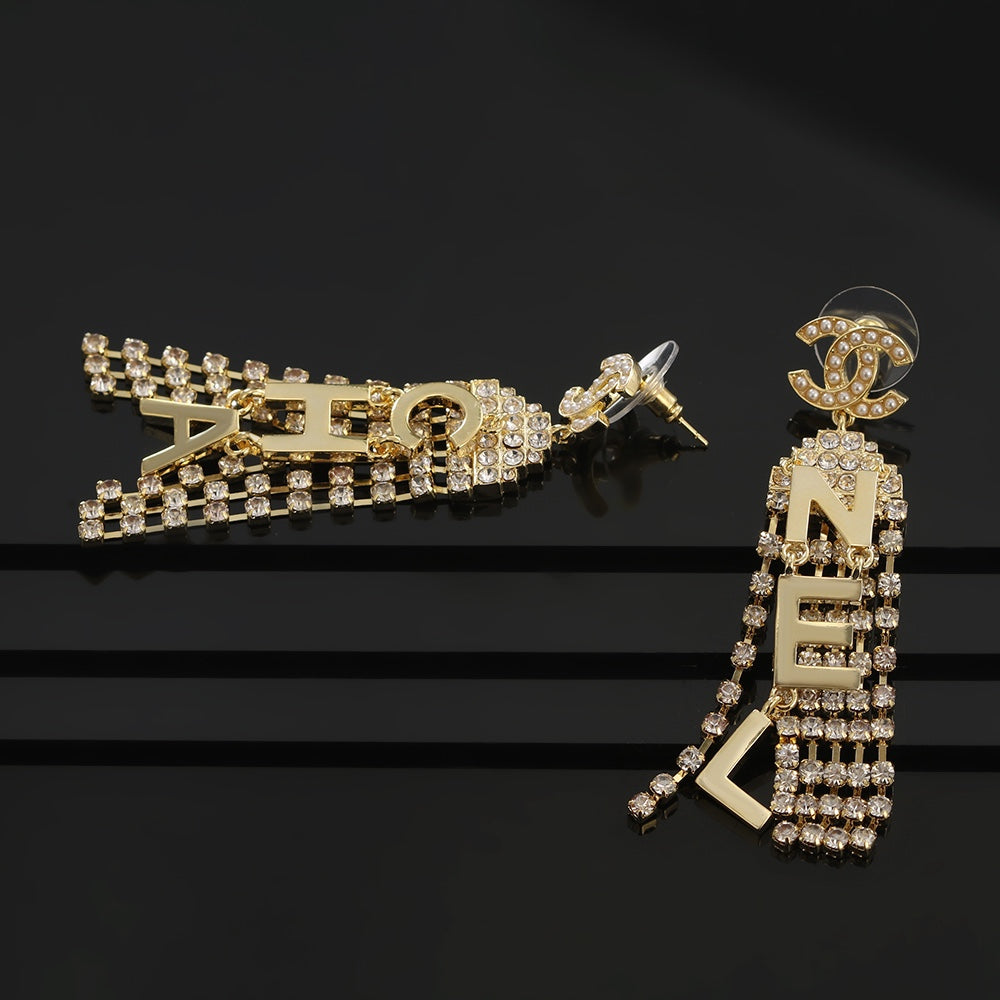 18K  Chanel Letter Earrings