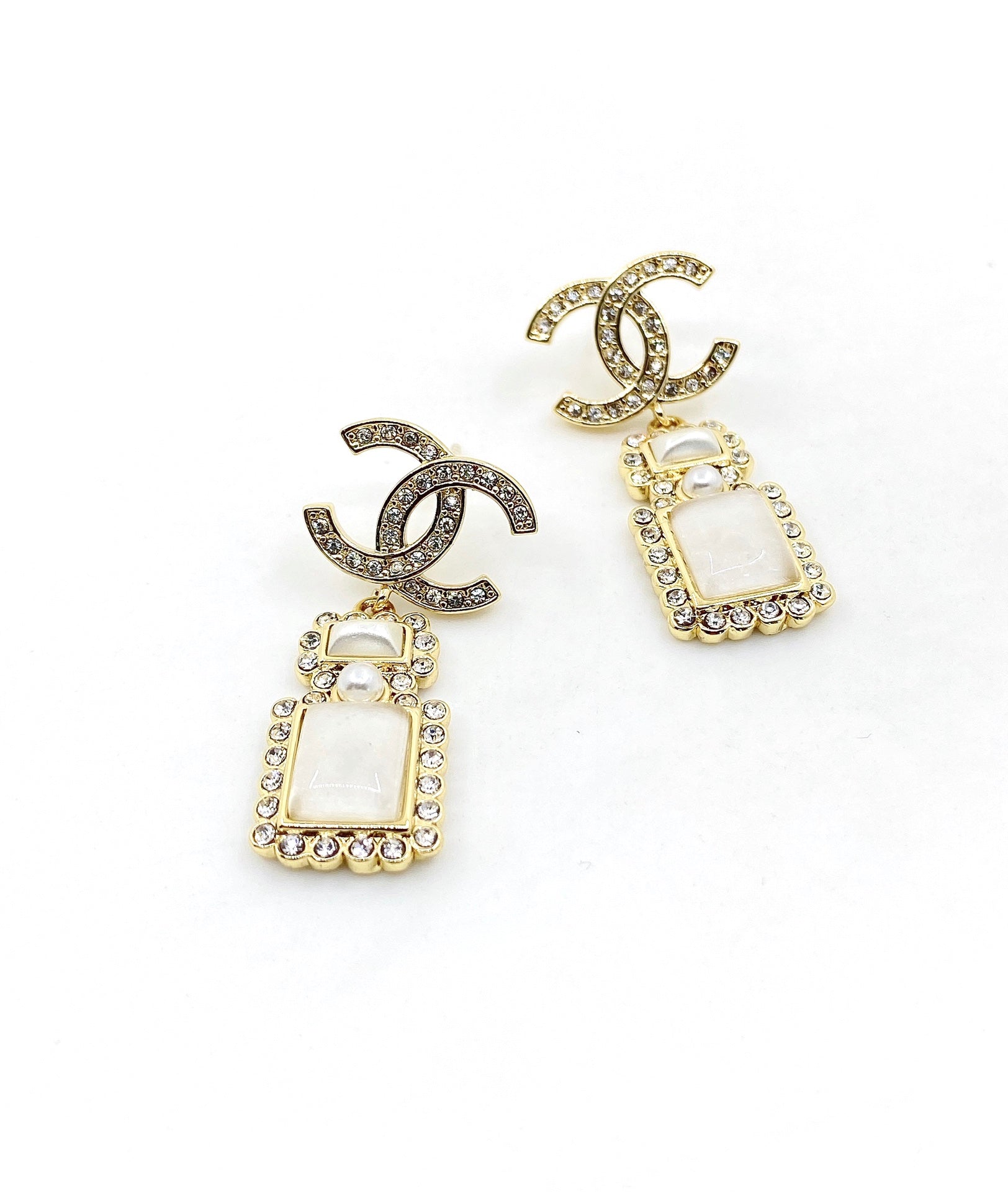 18K  Chanel Perfume Bottle Earrings