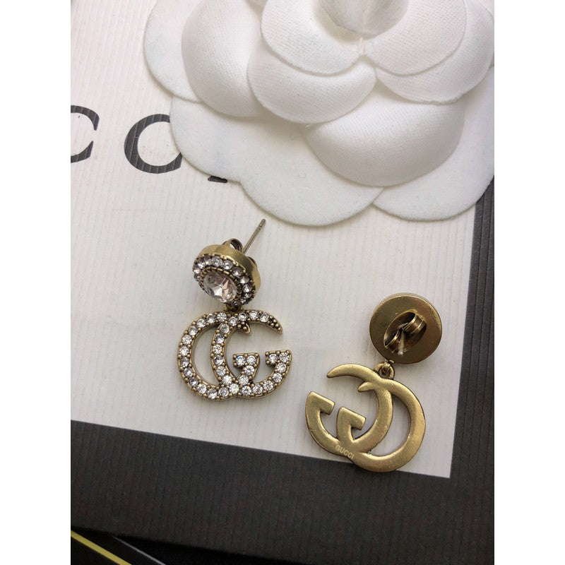18K Double Gucci GucciCrystal Pendant Earrings