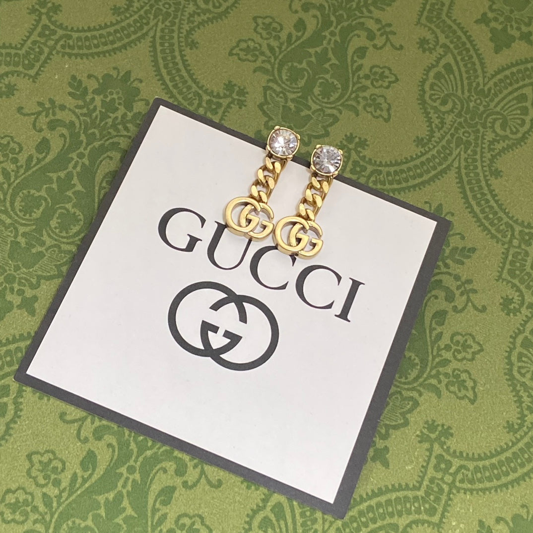 18K Double Gucci Chain Earrings