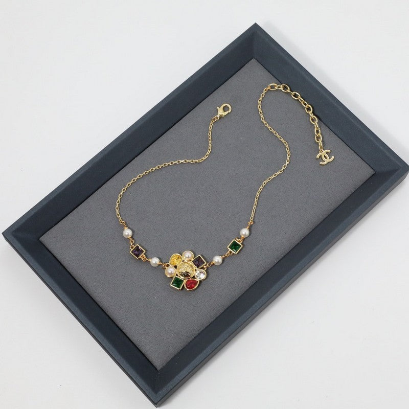 18K  Chanel Color Crystal Choker Necklace